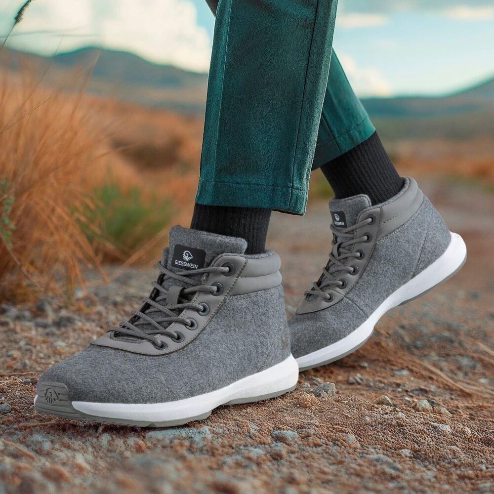 $216 MSRP Giesswein Merino Wool Sneaker High Tops in Gray Size 8 M/10 W EEEUC!!